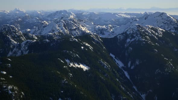 The Scenic View Of High Snowy Mountains In Pemberton, British Columbia, Canada During Daytime - Aeri