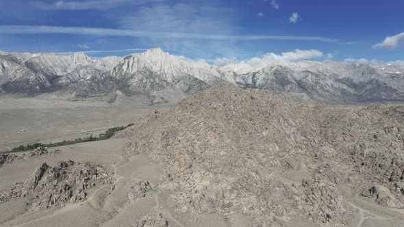 Mt Whitney and the Sierra mountains behind Alabama Hills, California.