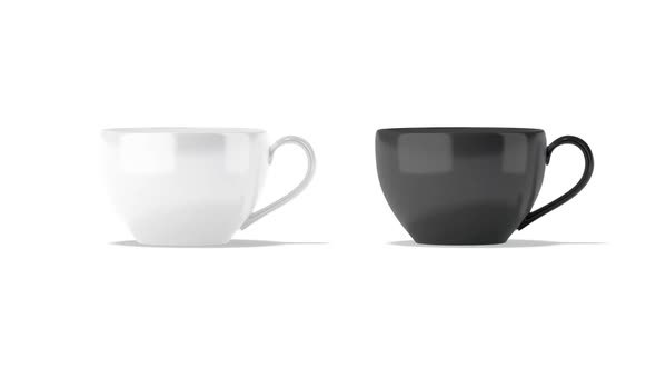 Blank black and white ceramic 7oz mug, looped rotation