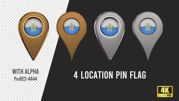 San Marino Flag Location Pins Silver And Gold