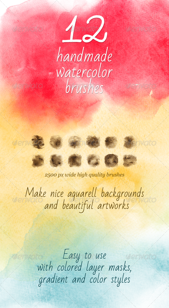 12 Watercolor Handmade Brushes