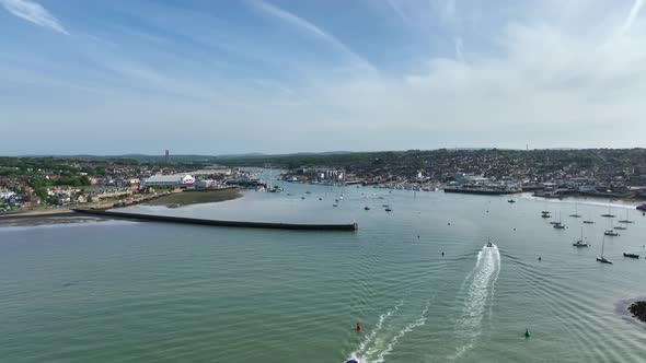 Cowes a Beautiful Waterfront Town on the Isle of Wight in the UK Aerial View