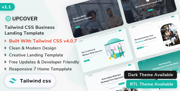 Upcover - Tailwind CSS Business & Corporate Landing Template (Tailwind CSS v4)