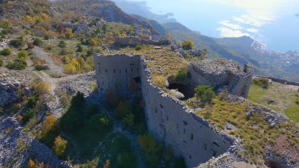 Aerial Shot of the Fortress Kosmach in Montenegro