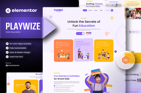 Playwize – Kids Education Elementor Template Kit – 0 Sold!