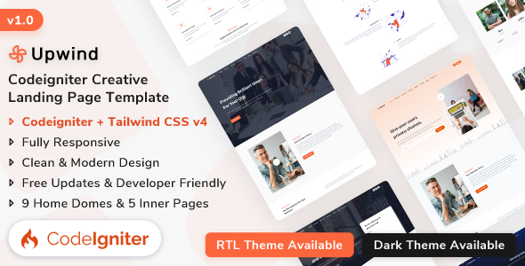 Upwind – Codeigniter Multipurpose Landing Template – 0 Sold!