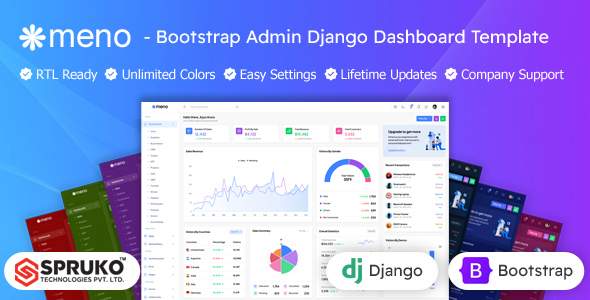 Meno – Bootstrap Admin Django Dashboard Template – 0 Sold!