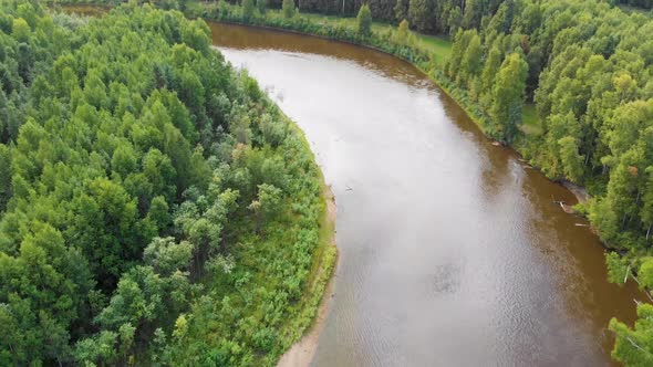 4K Drone Video of Chena River cutting through Forest near Fairbanks, Alaska