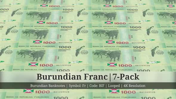 Burundian Franc | Burundi Currency - 7 Pack | 4K Resolution | Looped