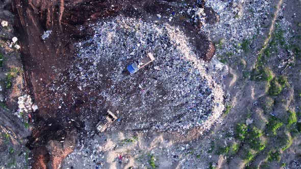 Aerial Drone View of Large Garbage Landfill Trash Dump