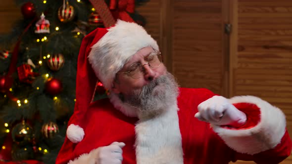 Portrait of Santa Claus Dancing Funny