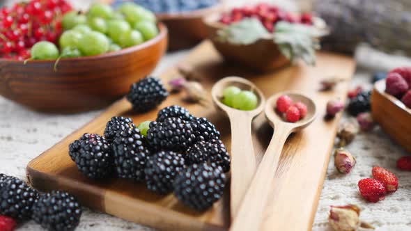 Healthy Food Concept. Closeup Of Organic Raw Berries.