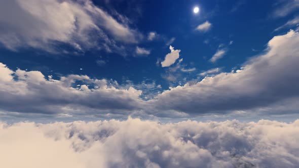 Flying On Day Light Sky Clouds 03 4K