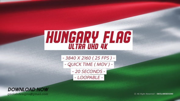 Hungary Flag - Ultra UHD 4K Loopable