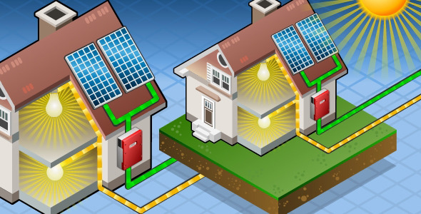 Isometric House with Solar Panel