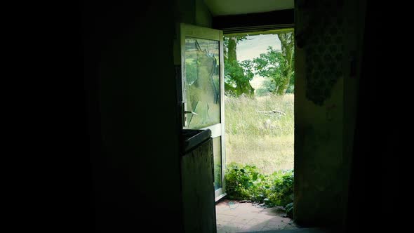 Entrance To Old Overgrown House In The Country