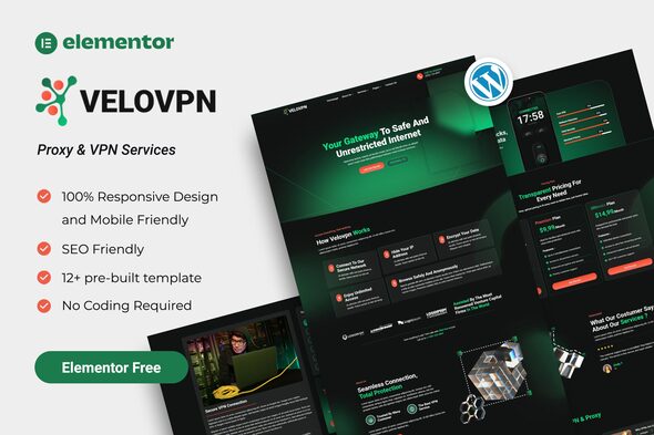 Velovpn – Proxy & VPN Services Elementor Template Kit – 0 Sold!