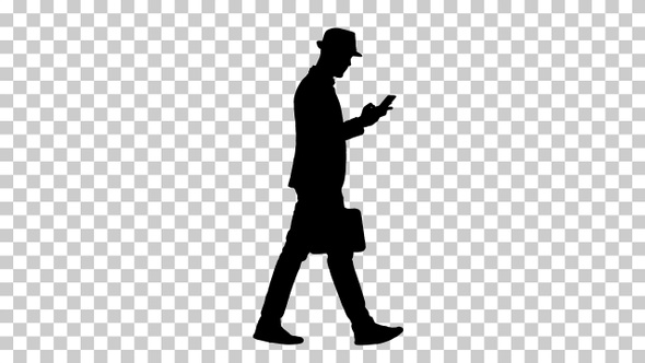 Silhouette man walking, Alpha Channel alt