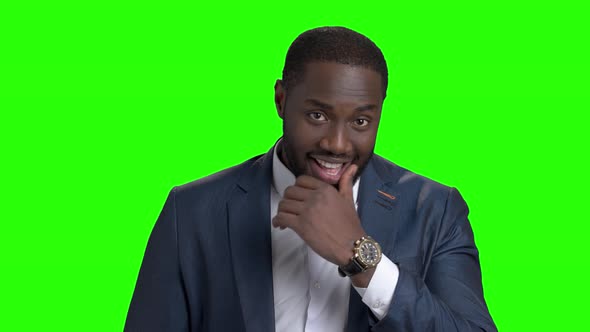 Handsome Smiling Macho-man on Green Screen.