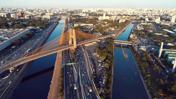 Cityscape of Sao Paulo Brazil. Stunning landscape of downtown district city.