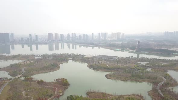 Aerial Photo Of Xianghu Lake In Nanchang In Winter