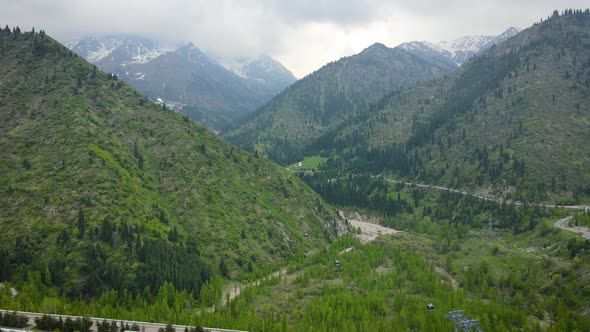 Aerial Medeo Dam in the Mountain in Almaty