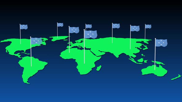 Micronesia National Flag Fly On Earth Map Animation