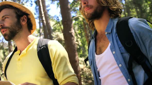 Three hipster friends walking