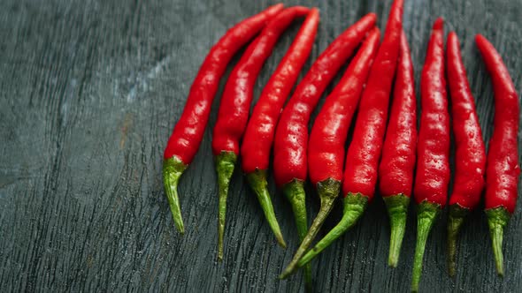 Composed Row of Red Chili Peppers