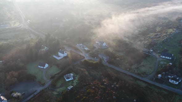 Aerial View of Road Between Narin and Clooney in the Morning Fog County Donegal Republic of Ireland