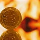 Concept Idea: Bitcoin Coins on Fire Background - VideoHive Item for Sale