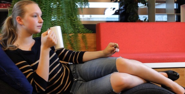 Female Student in Rest Room