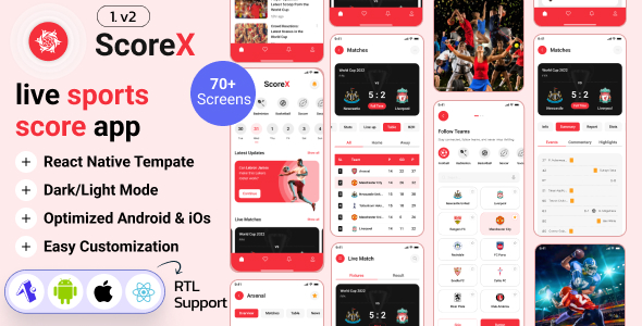 Scorex - Livescore Sport App React Native Expo App UI Kit