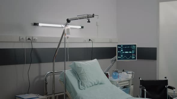 Nobody in Hospital Ward with Medical Equipment for Recovery