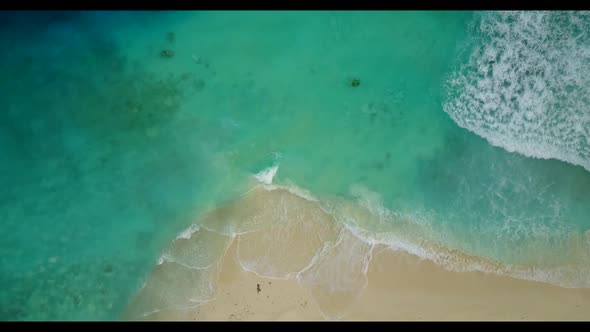 Aerial top down nature of exotic coastline beach break by blue ocean with white sand background of j