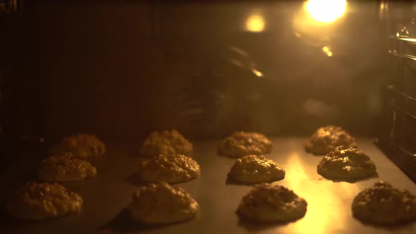American Cookies are Baked in an Oven