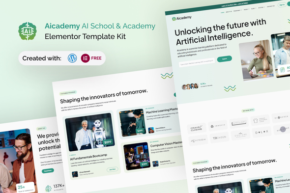 Aicademy – AI School & Academy Elementor Template Kit – 0 Sold!