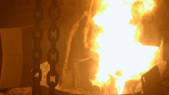 Heavy Lifting Chains By the Blast Furnance at a Metallurgical Plant