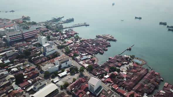 Aerial view clan jetty. Less traffic due to movement control order 