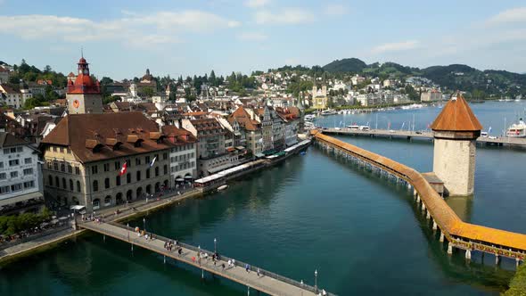 City of Lucerne in Switzerland From Above  Aerial View