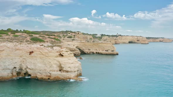 Beautiful Seascape with Azure Waters and Cliffs Covered with Endemic Plants