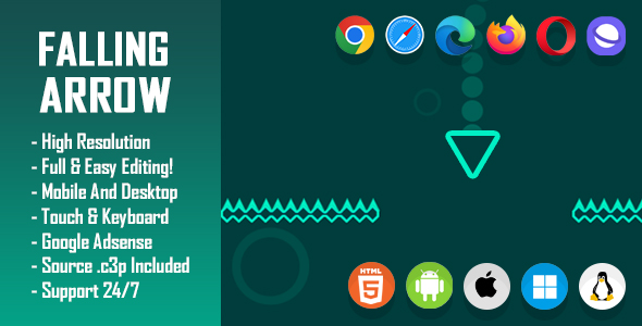 Falling Arrow - HTML5 Game (Construct 3 / c3p)
