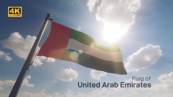 UAE Flag on a Flagpole V2 - 4K