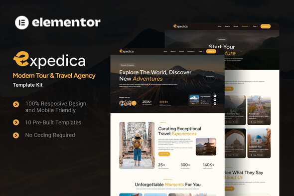 Expedica – Modern Tour & Travel Agency Elementor Template Kit – 0 Sold!