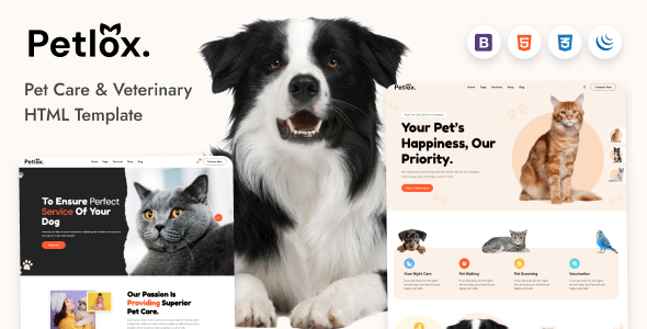 Petlox | Pet Care & Veterinary HTML5 Template – 0 Sold!