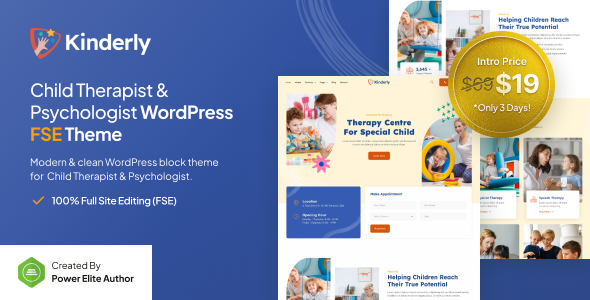 Kinderly – Child Therapist & Psychologist FSE WordPress Theme – 0 Sold!