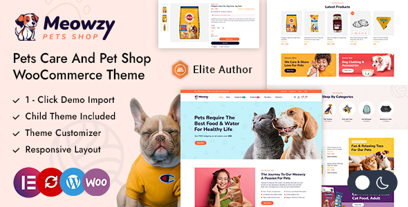 Meowzy – Pets Care & Pet Shop WordPress Theme – 0 Sold!