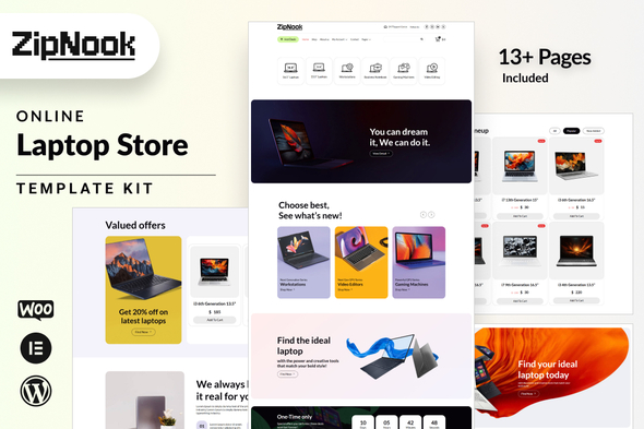 Zipnook – Woocommerce Laptop Store Elementor Pro Template Kit – 0 Sold!