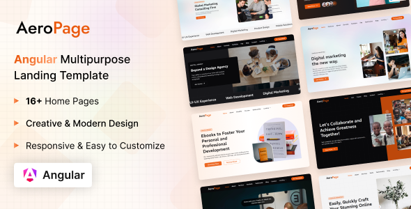 AeroPage – Angular Multipurpose Landing Page Template – 0 Sold!