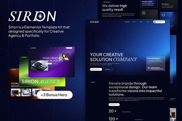 Sirion – Creative Agency & Portfolio Elementor Template Kit – 0 Sold!